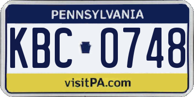 PA license plate KBC0748