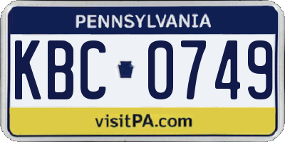 PA license plate KBC0749