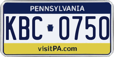 PA license plate KBC0750