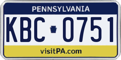 PA license plate KBC0751