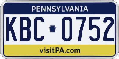 PA license plate KBC0752