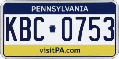 PA license plate KBC0753