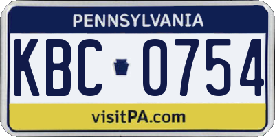 PA license plate KBC0754