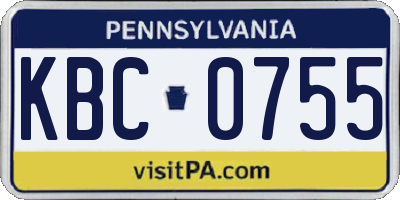 PA license plate KBC0755
