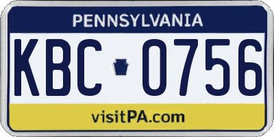 PA license plate KBC0756