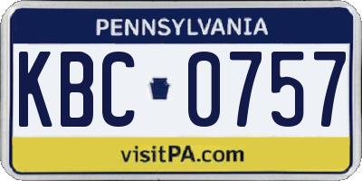 PA license plate KBC0757