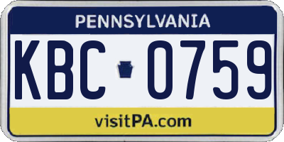 PA license plate KBC0759