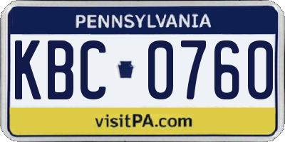 PA license plate KBC0760