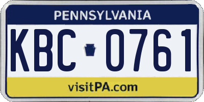 PA license plate KBC0761
