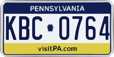 PA license plate KBC0764