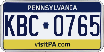 PA license plate KBC0765