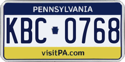 PA license plate KBC0768