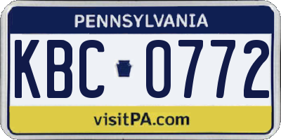 PA license plate KBC0772