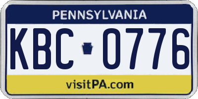 PA license plate KBC0776