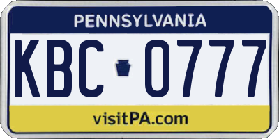 PA license plate KBC0777