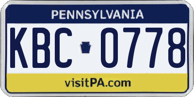 PA license plate KBC0778