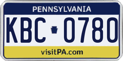 PA license plate KBC0780