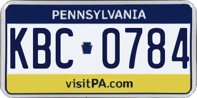 PA license plate KBC0784