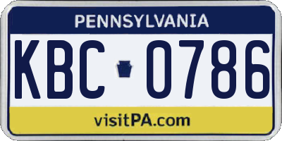 PA license plate KBC0786