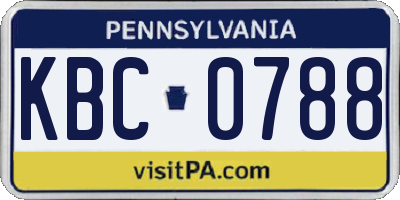 PA license plate KBC0788