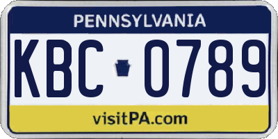 PA license plate KBC0789