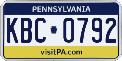 PA license plate KBC0792