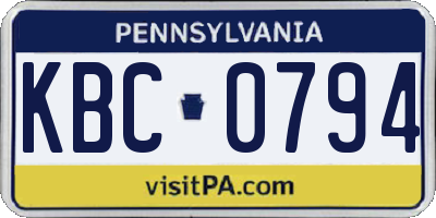 PA license plate KBC0794