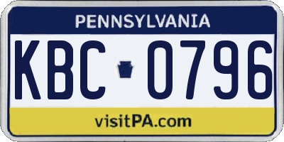 PA license plate KBC0796