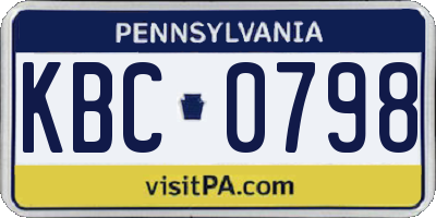 PA license plate KBC0798