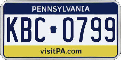 PA license plate KBC0799