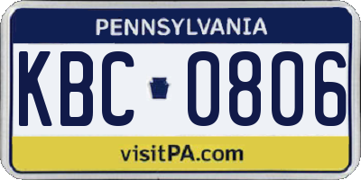 PA license plate KBC0806