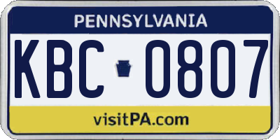 PA license plate KBC0807