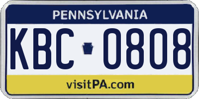 PA license plate KBC0808