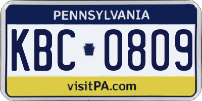 PA license plate KBC0809
