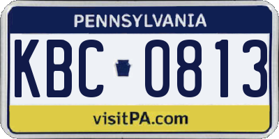 PA license plate KBC0813