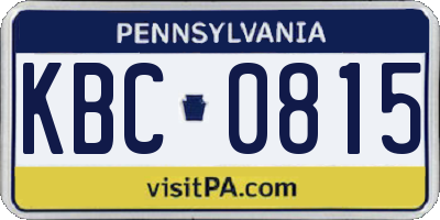 PA license plate KBC0815