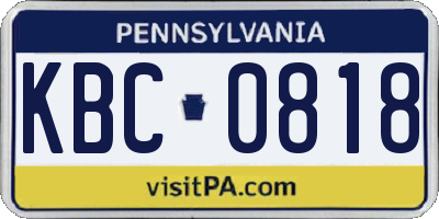 PA license plate KBC0818