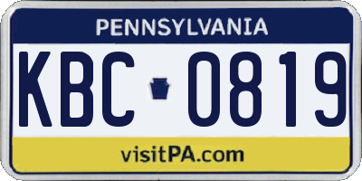 PA license plate KBC0819