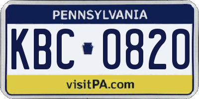 PA license plate KBC0820