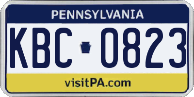 PA license plate KBC0823