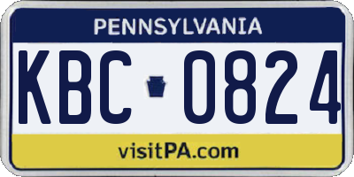 PA license plate KBC0824