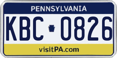 PA license plate KBC0826