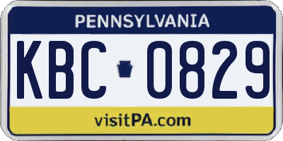 PA license plate KBC0829