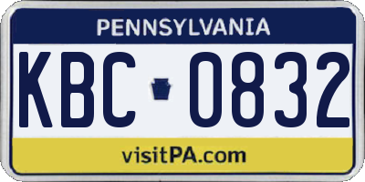 PA license plate KBC0832
