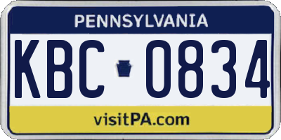 PA license plate KBC0834