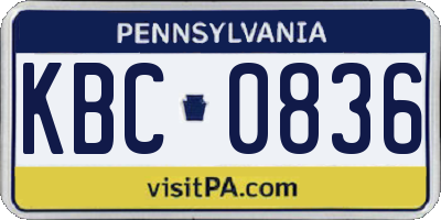 PA license plate KBC0836