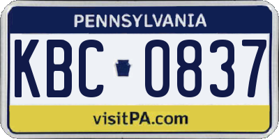 PA license plate KBC0837