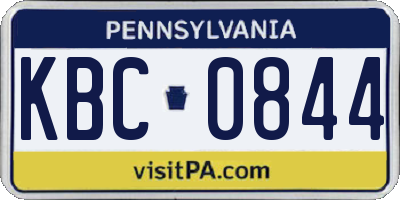 PA license plate KBC0844