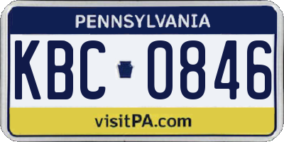PA license plate KBC0846
