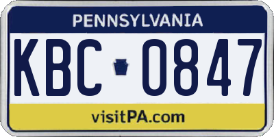PA license plate KBC0847